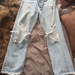 Agolde Light Blue Distressed Boyfriend Jeans
